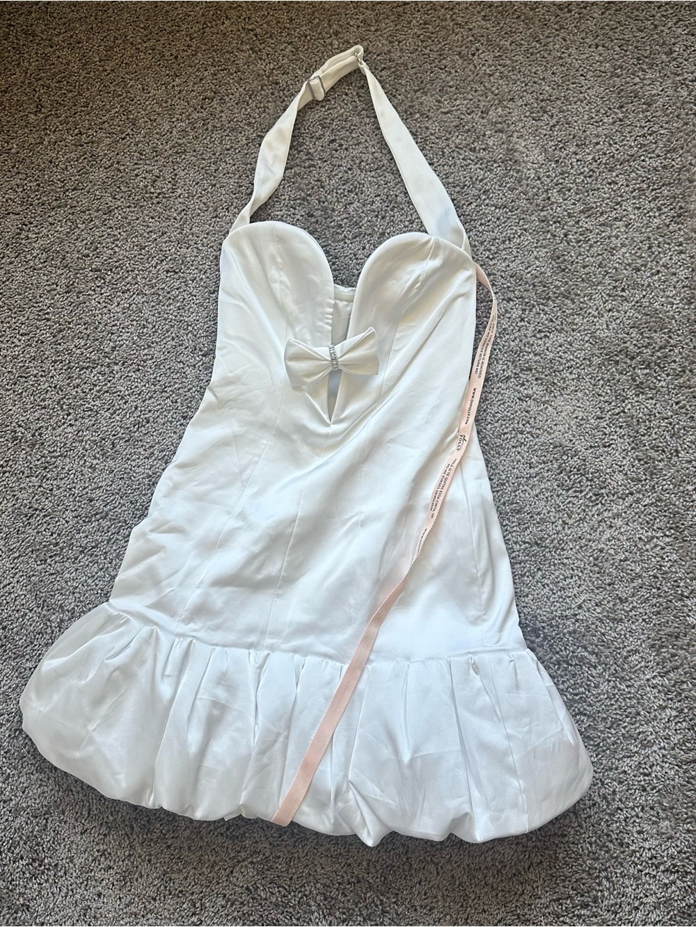 Oh Polly White Halter Mini Dress with Bow Detail - Picture 3 of 7